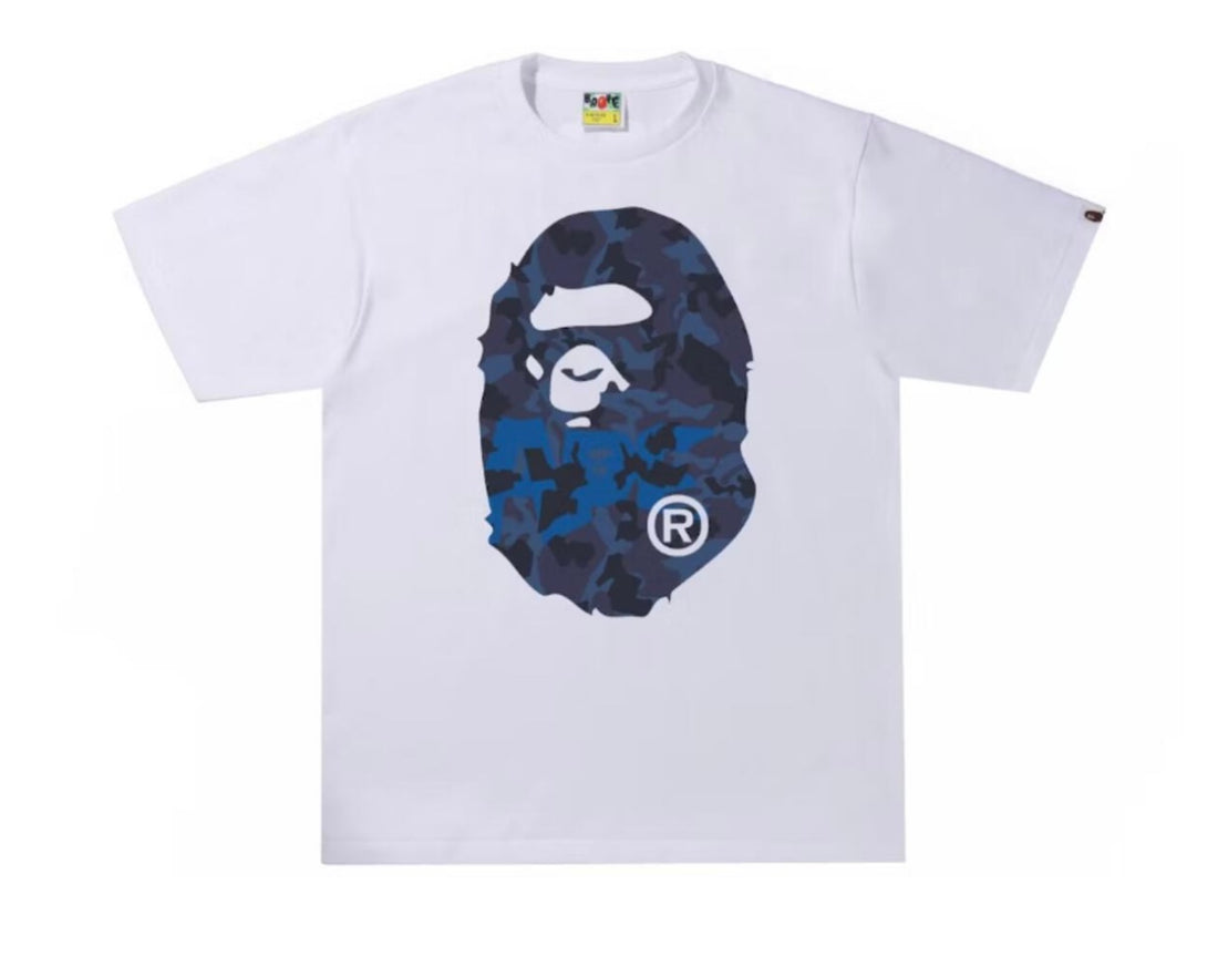 Bathing Ape BAPE Color Camo Big Ape Head Tee White/Navy