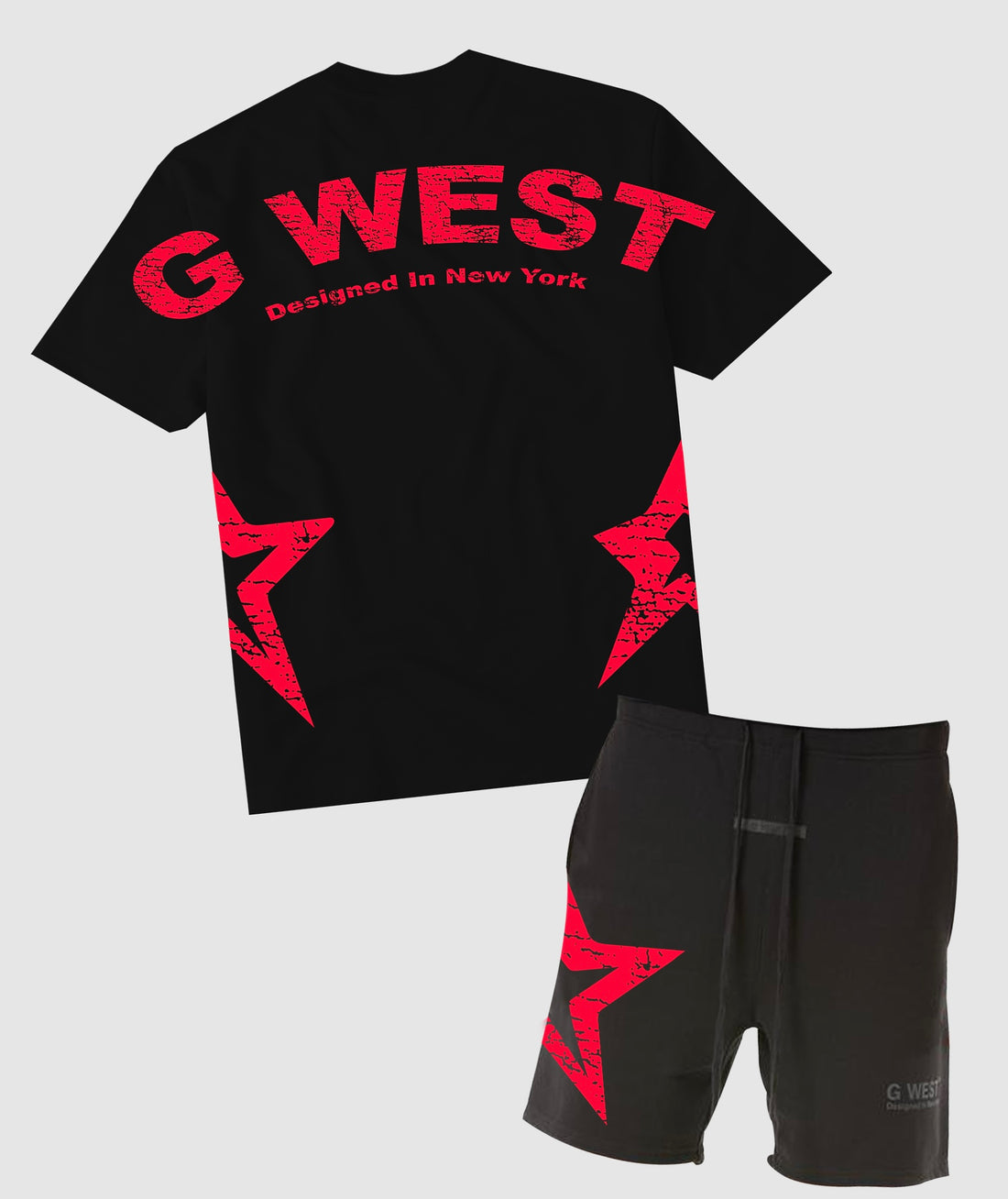 G West Arch Logo Black Tee / G West Black Lifestyle Shorts