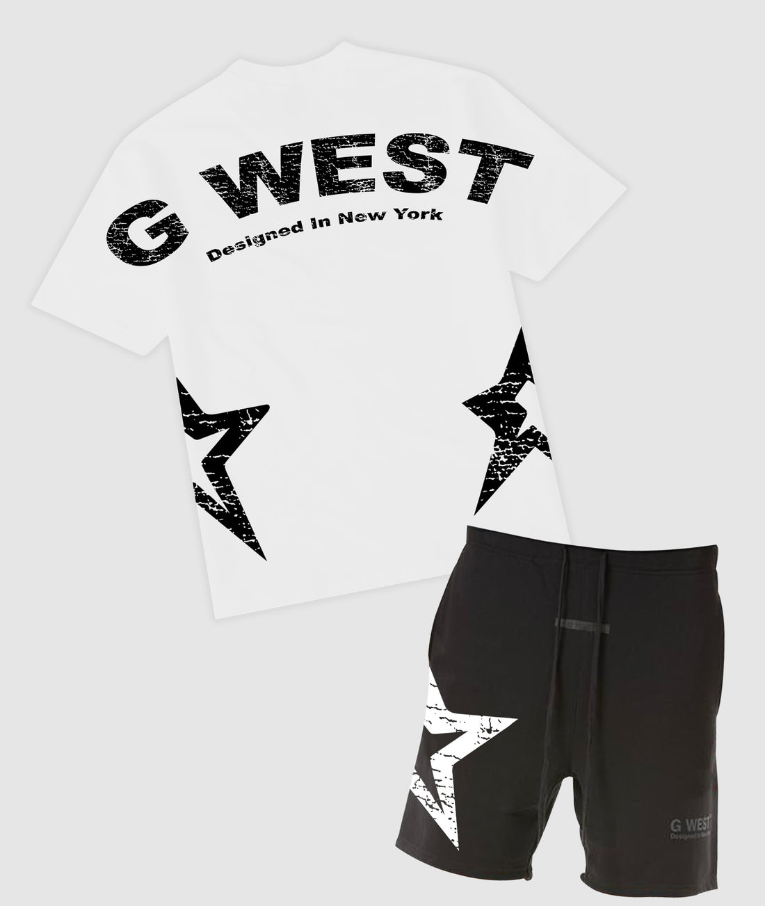 G West Arch Logo White Tee / G West Black Lifestyle Shorts