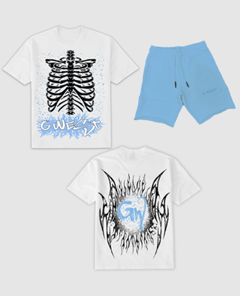 G WEST SKELETON BODY TEE & SHORT with STONES