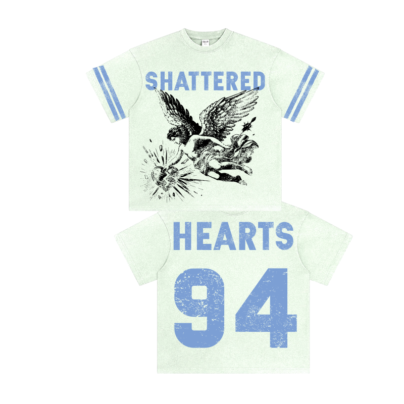 Shattered Hearts STUDED ANGEL TEE WHITE BLUE (ANGEL WB)