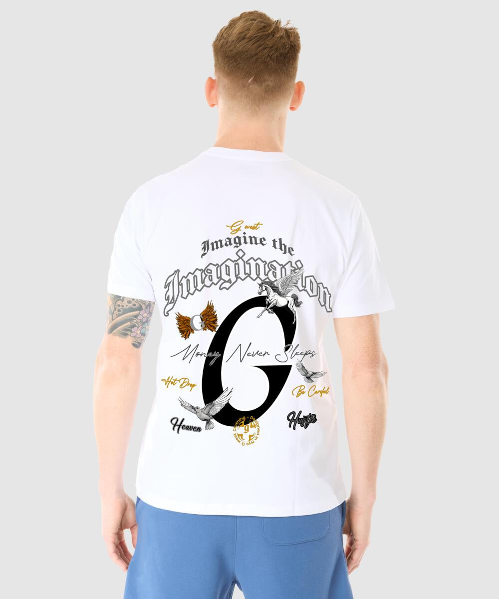 G West MONEY NEVER SLEEPS - WHITE Tee
