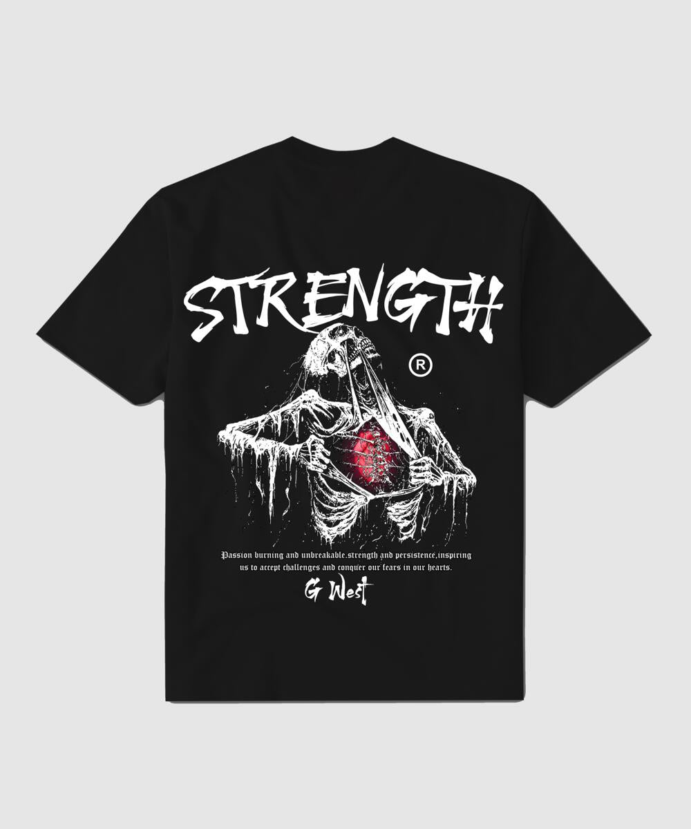 G WEST RIPPING SKELETON BLACK T SHIRT (GWPPT9022)