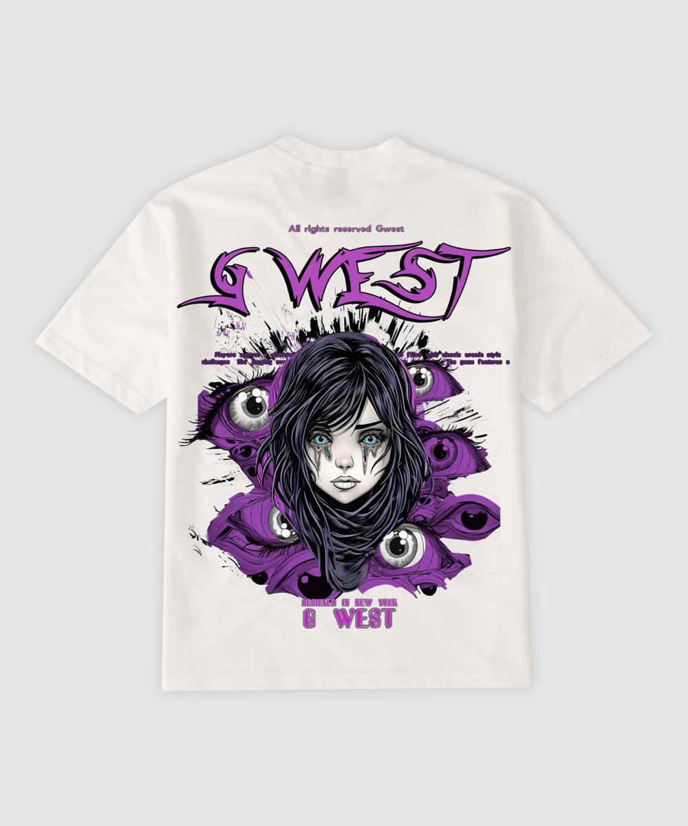 G WEST PURPLE EYE WHITE SHIRT (GWPPT9023)