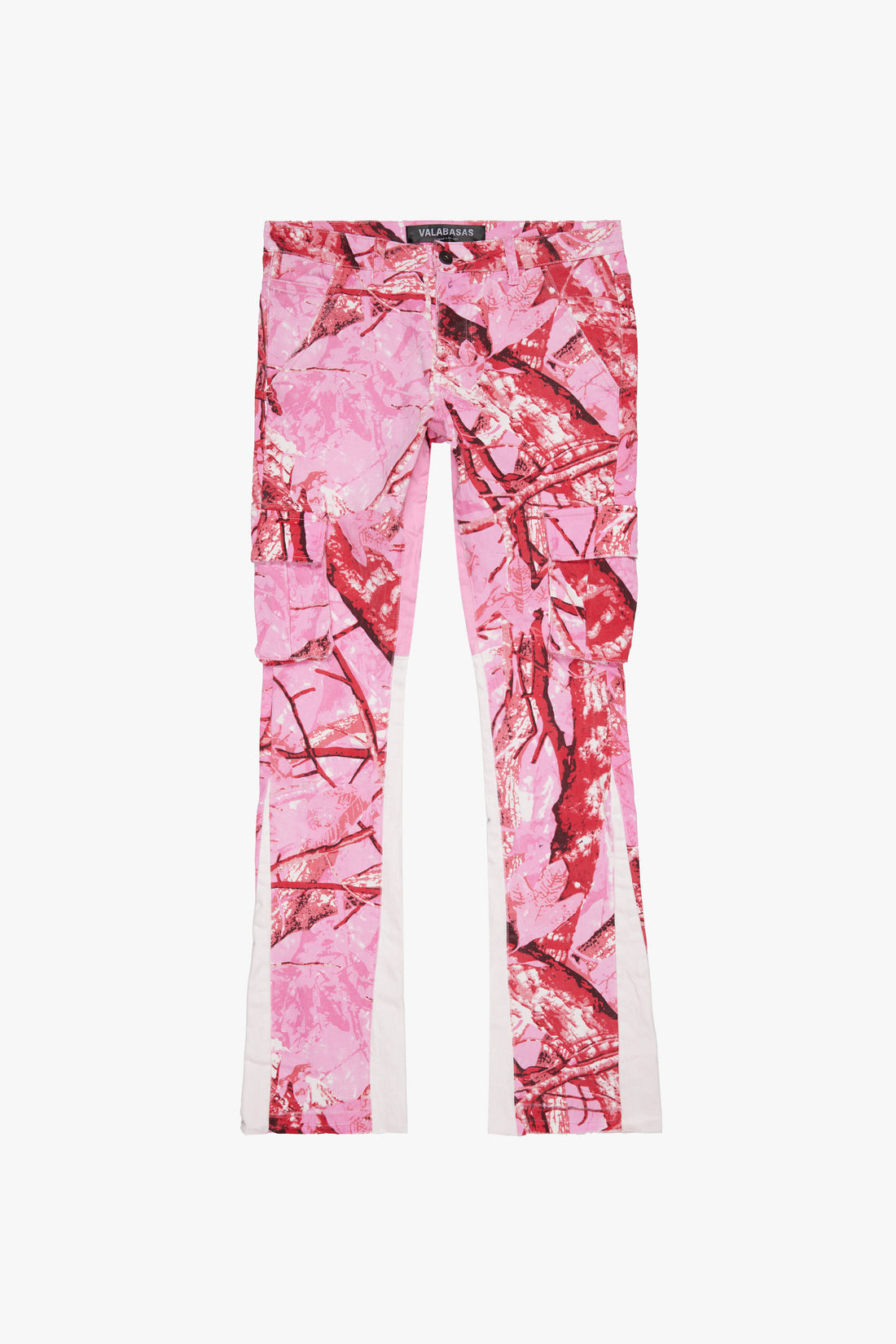 VALABASAS COMMANDER" ORCHID CAMO STACKED FLARE JEAN