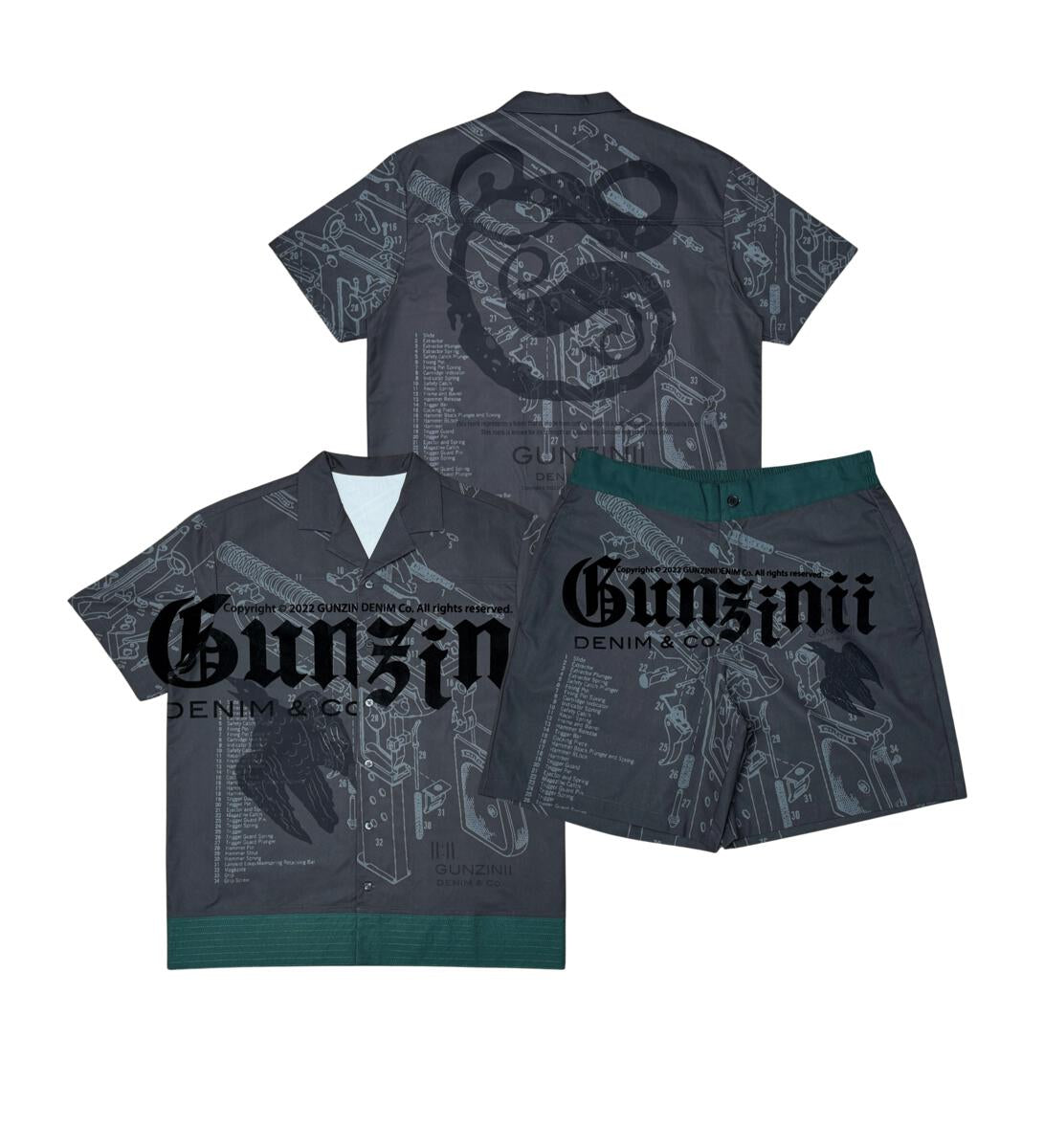 GUNZINII BUTTON DOWN SHORT SET