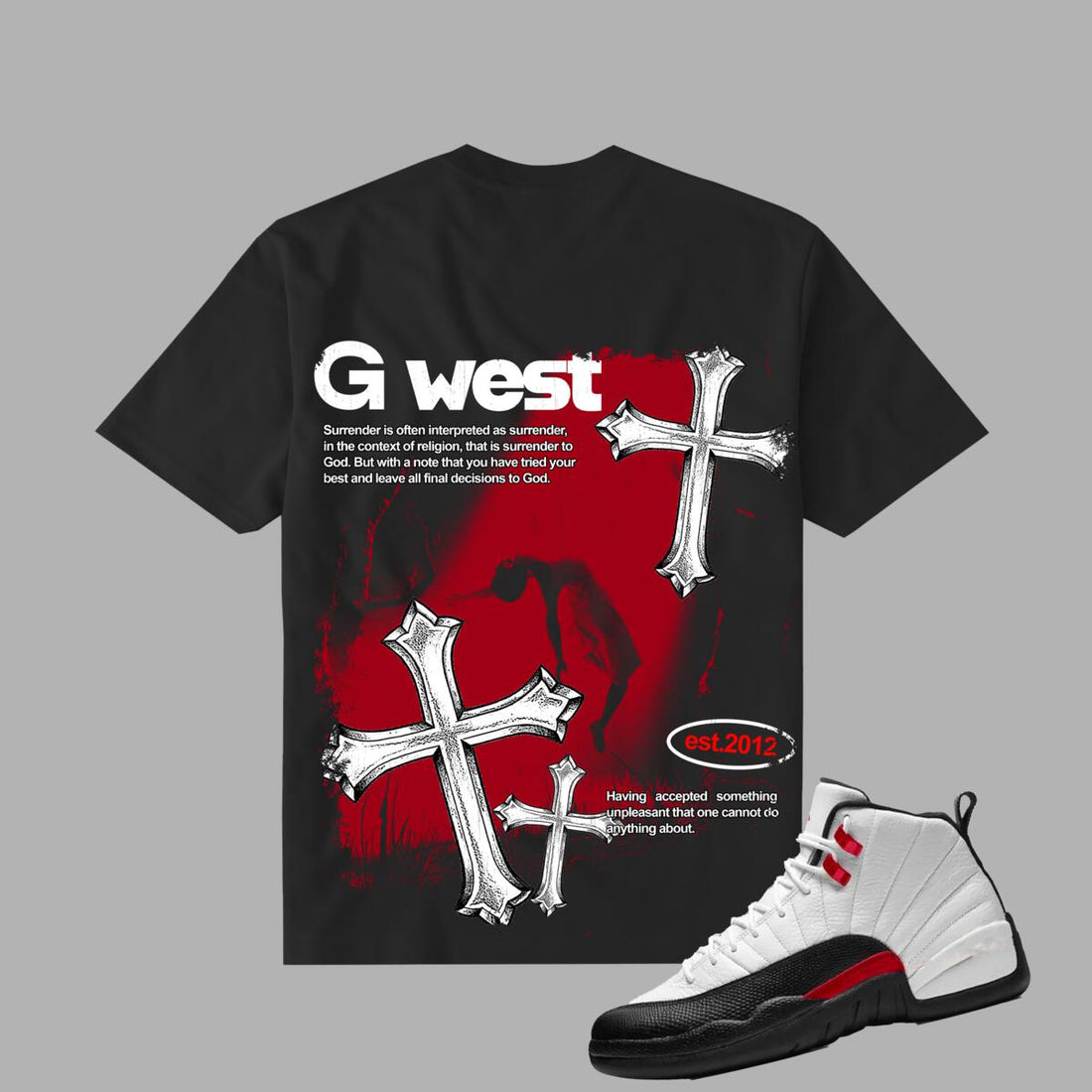 G WEST ASCENDING SOUL BLACK / TAXI RED LIFE STYLE T SHIRT