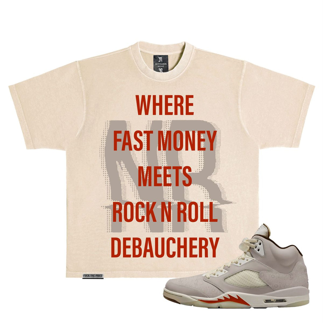 NOVEMBER REINE FAST MONEY" HEAVYWEIGHT LUXURY T-SHIRT CREAM