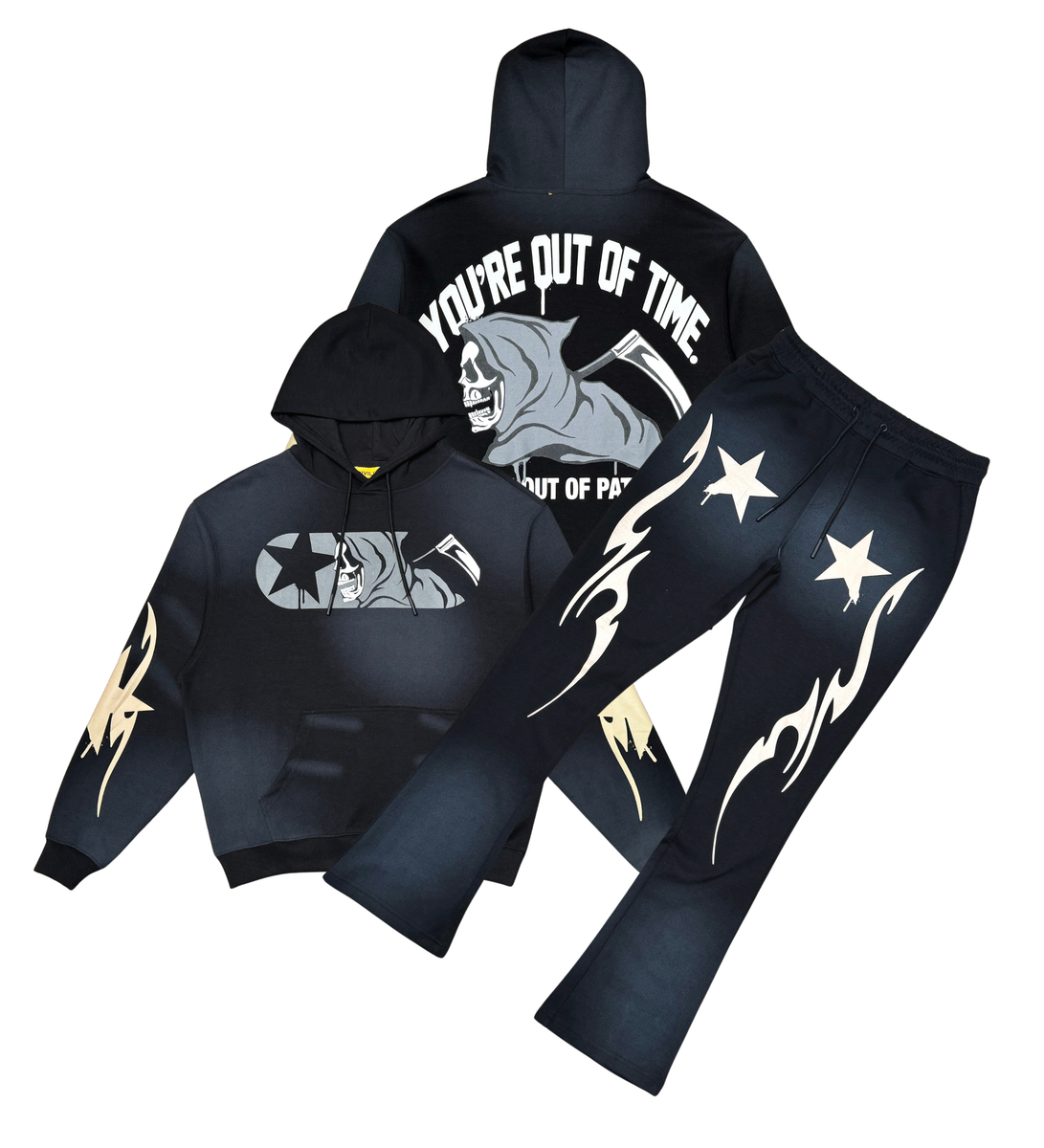 CIVILIZED YOU'RE OUT OF TIME HOODIE SET (CV6087-6088 BLACK)