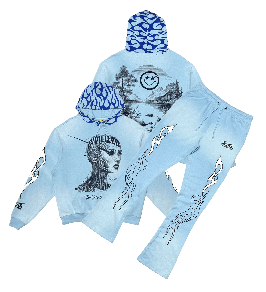 CIVILIZED CIVILIZED AI HOODIE SET (CV6092-6093 LT BLUE)