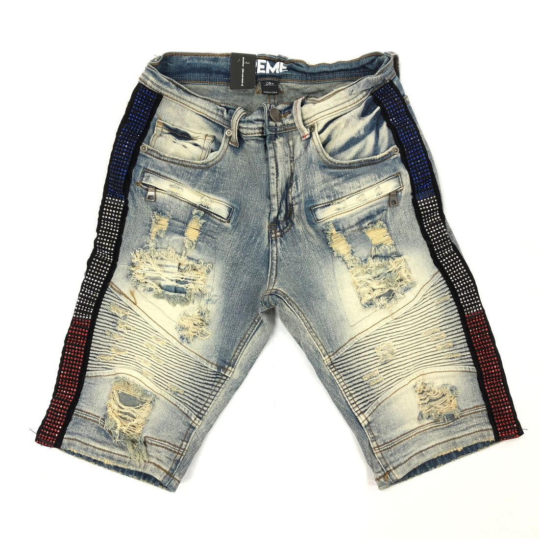 Preme Blue/White/Red Crystal Shorts