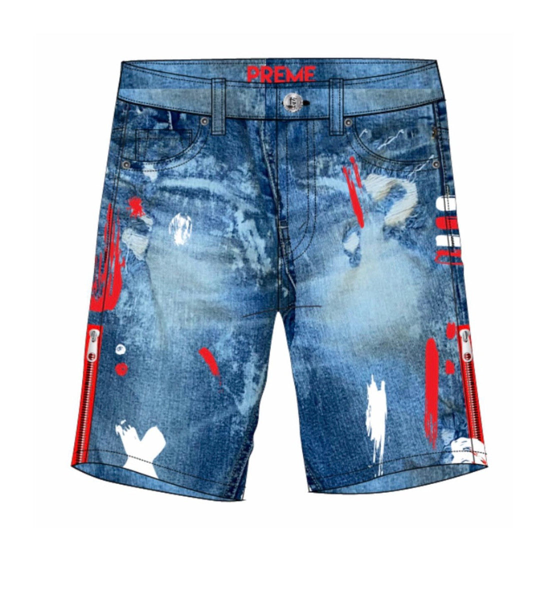 Preme Red Paint Shorts