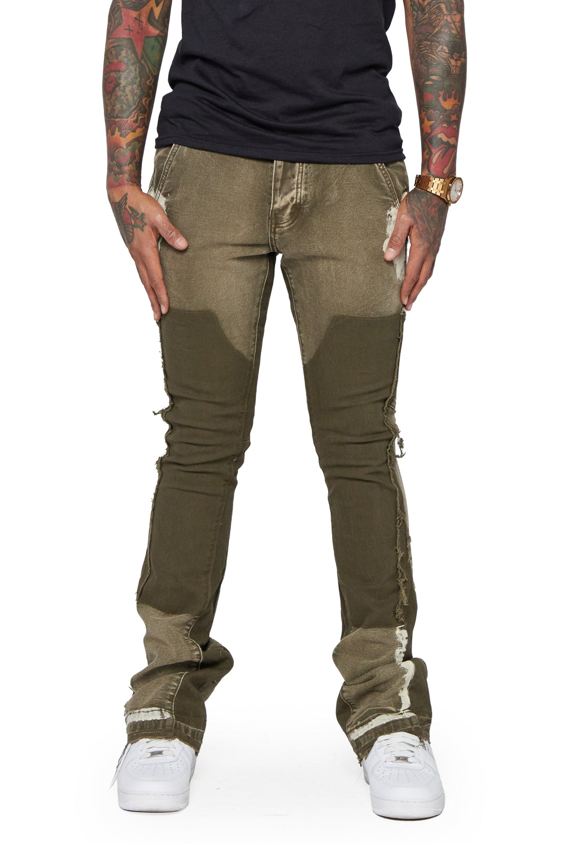 VALABASAS STACKED "ALPHA" OLIVE Jeans