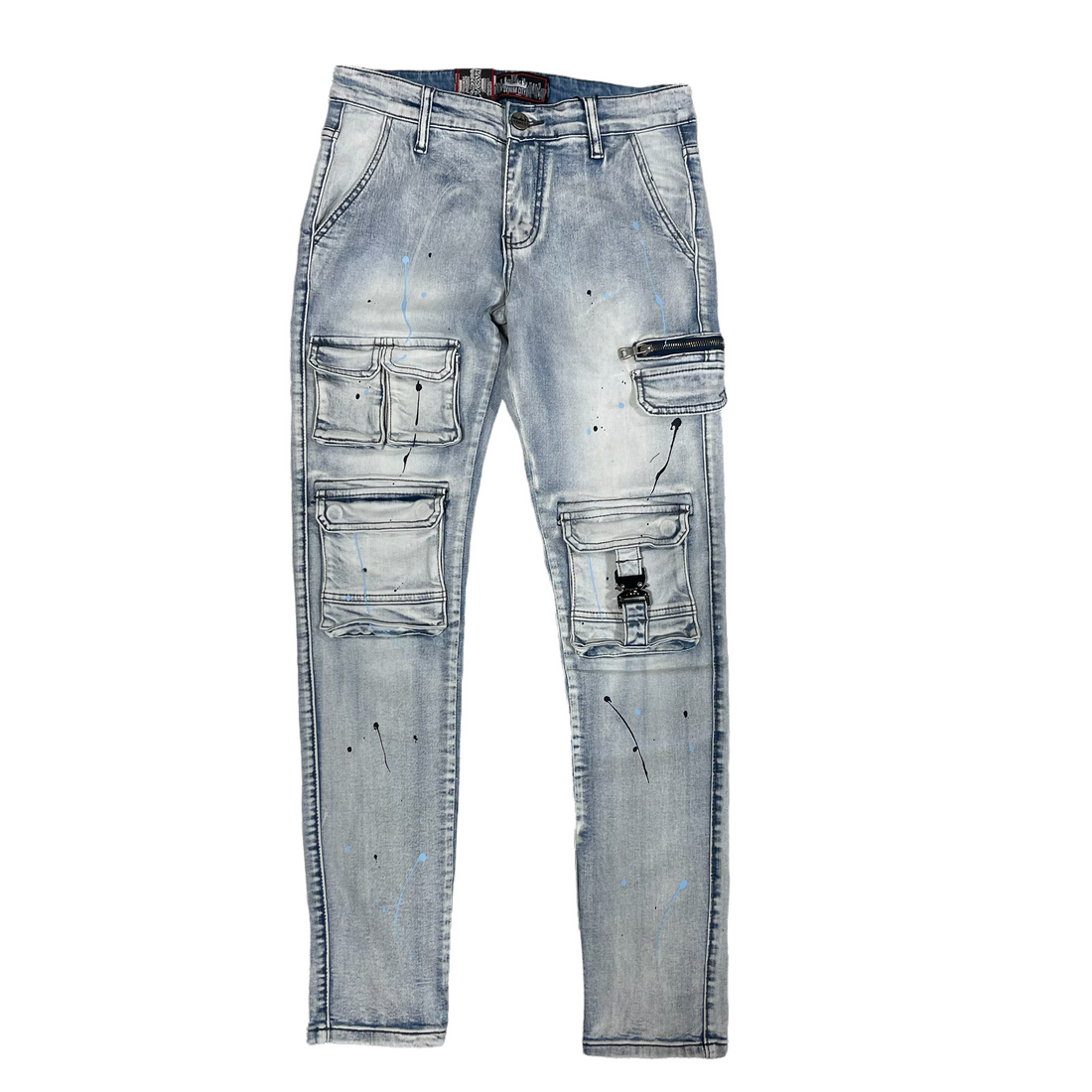 Denim City Tactical Enemy Denim Lt Blue Wash with Black Paint Jeans