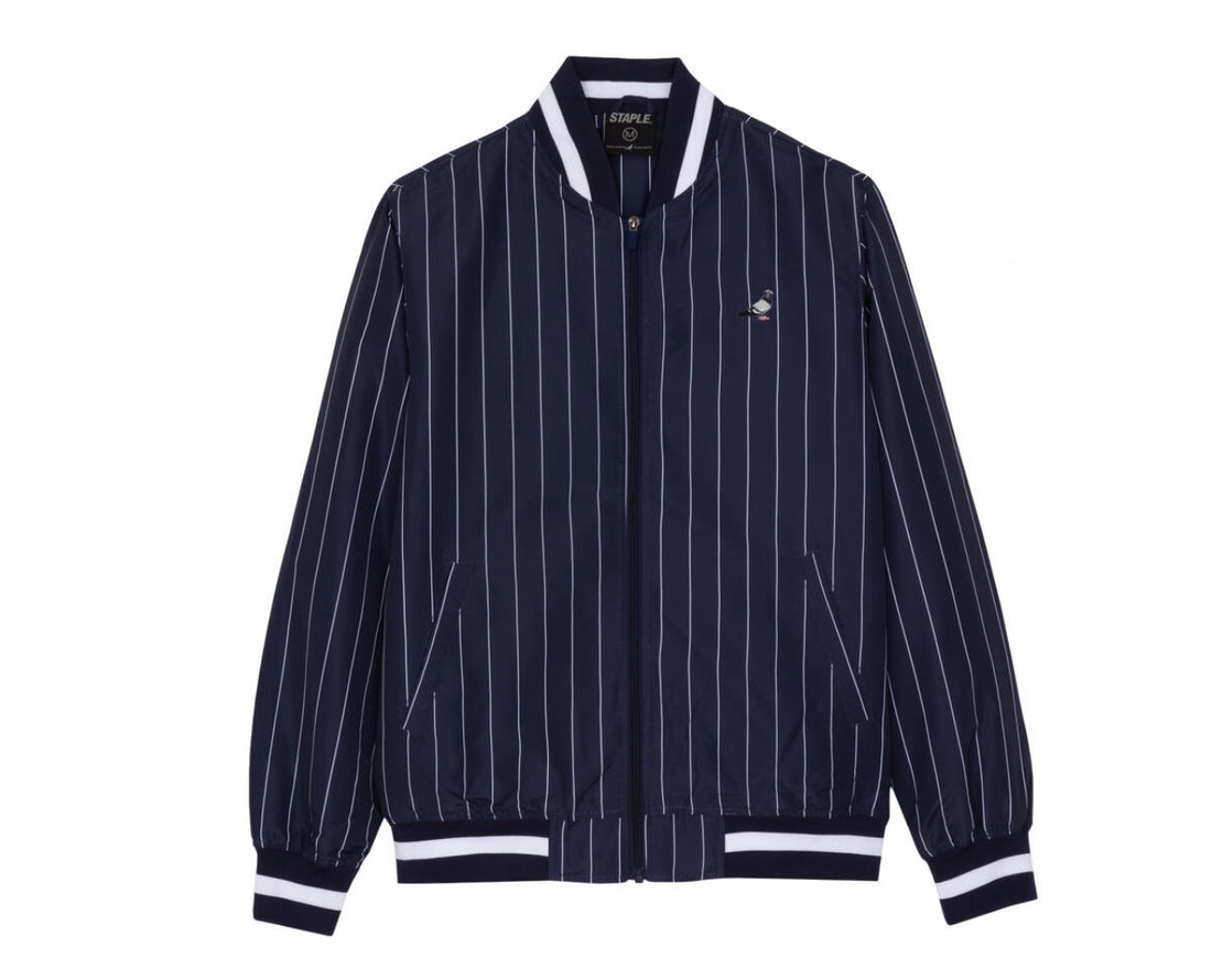 Staples Pinstripe Baseball Jacket (Blue)