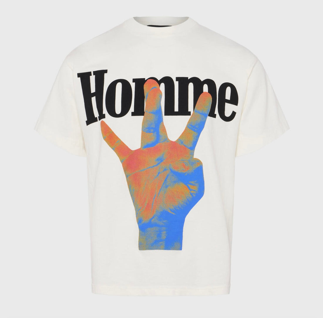 Homme Femme Twisted Fingers Tee Cream With Infrared