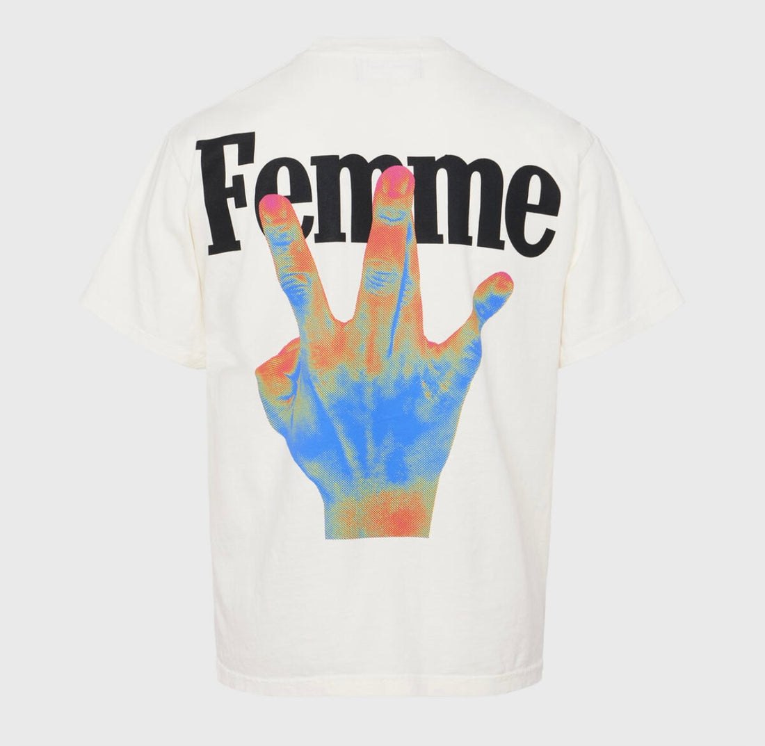 Homme Femme Twisted Fingers Tee Cream With Infrared