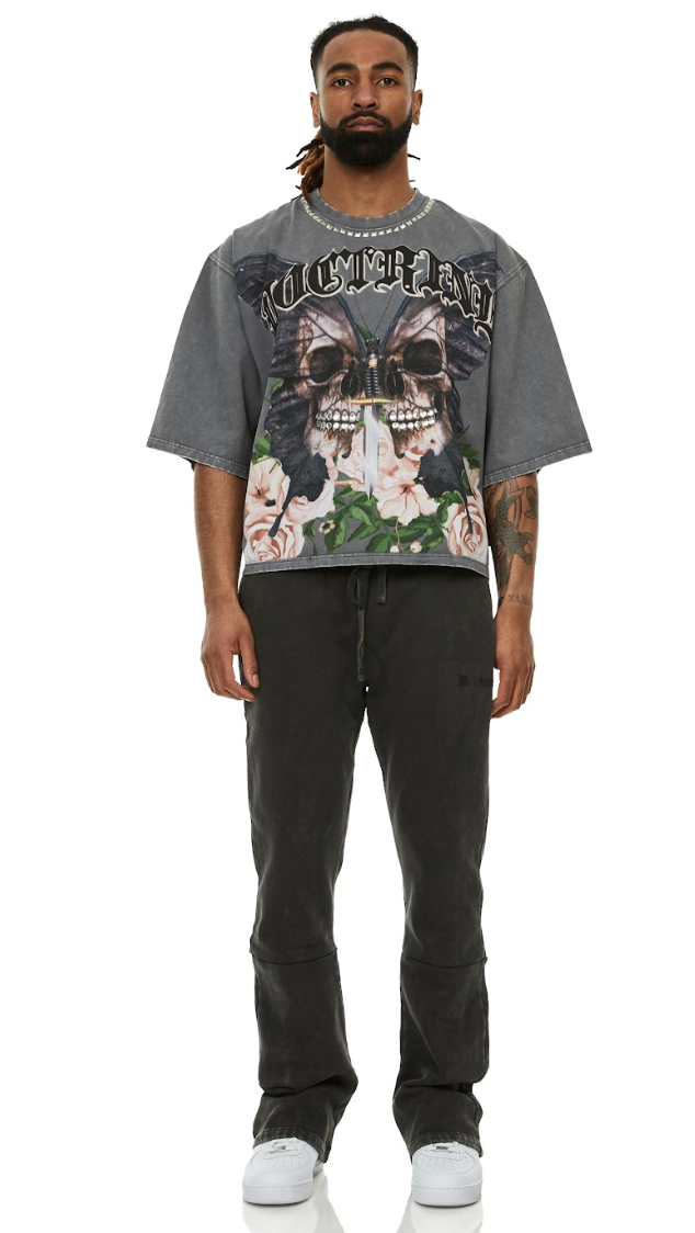 Doctrine SKULLED MOTH GARDEN TEE GREY (DB0303)