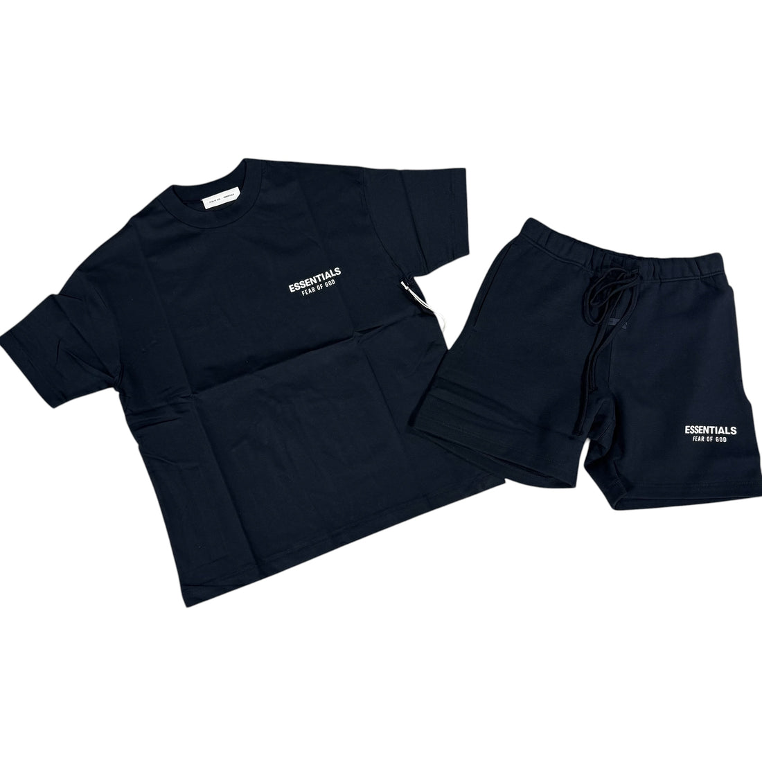 FEAR OF GOD ESSENTIALS SHORT SET BLACK/WHITE