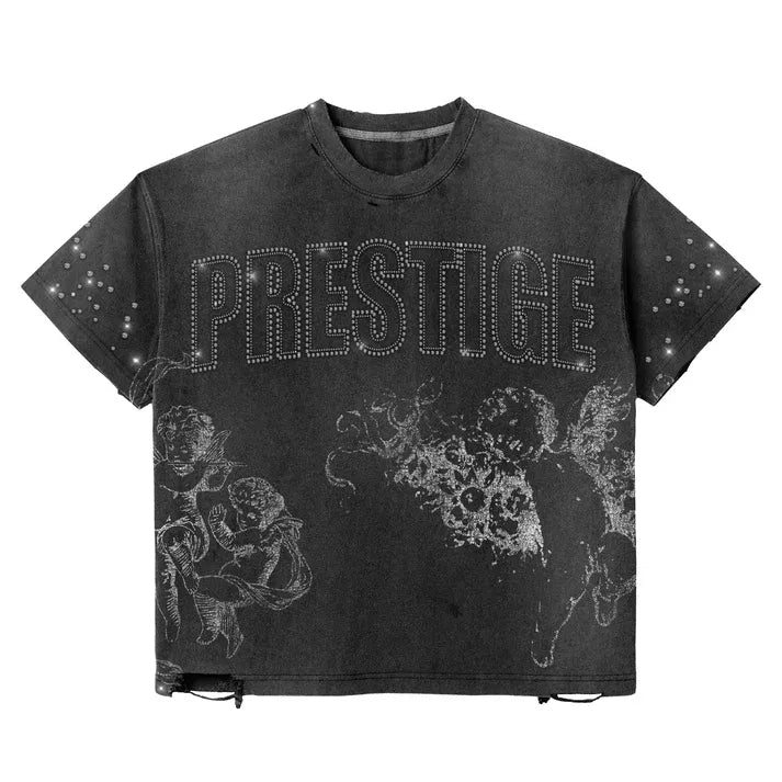 PRESTIGE Distress Angel Rhinestone tee (ar1)