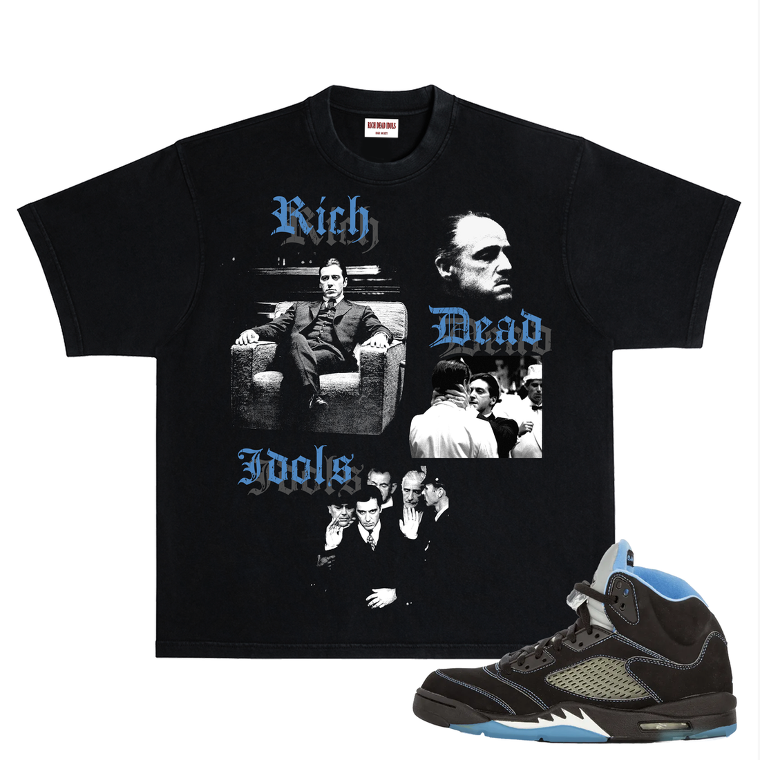 RICH DEAD IDOLS MICHAEL CORLEONE" T-SHIRT BLACK AND BLUE