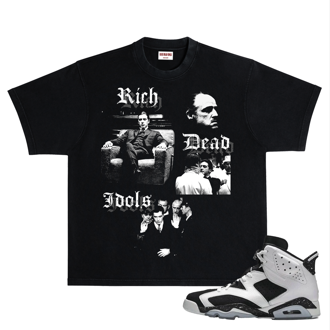 RICH DEAD IDOLS MICHAEL CORLEONE" T-SHIRT BLACK AND WHITE