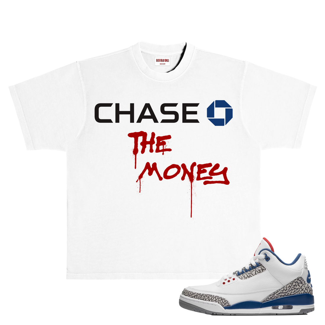 RICH DEAD IDOLS CHASE BANK" T-SHIRT WHITE
