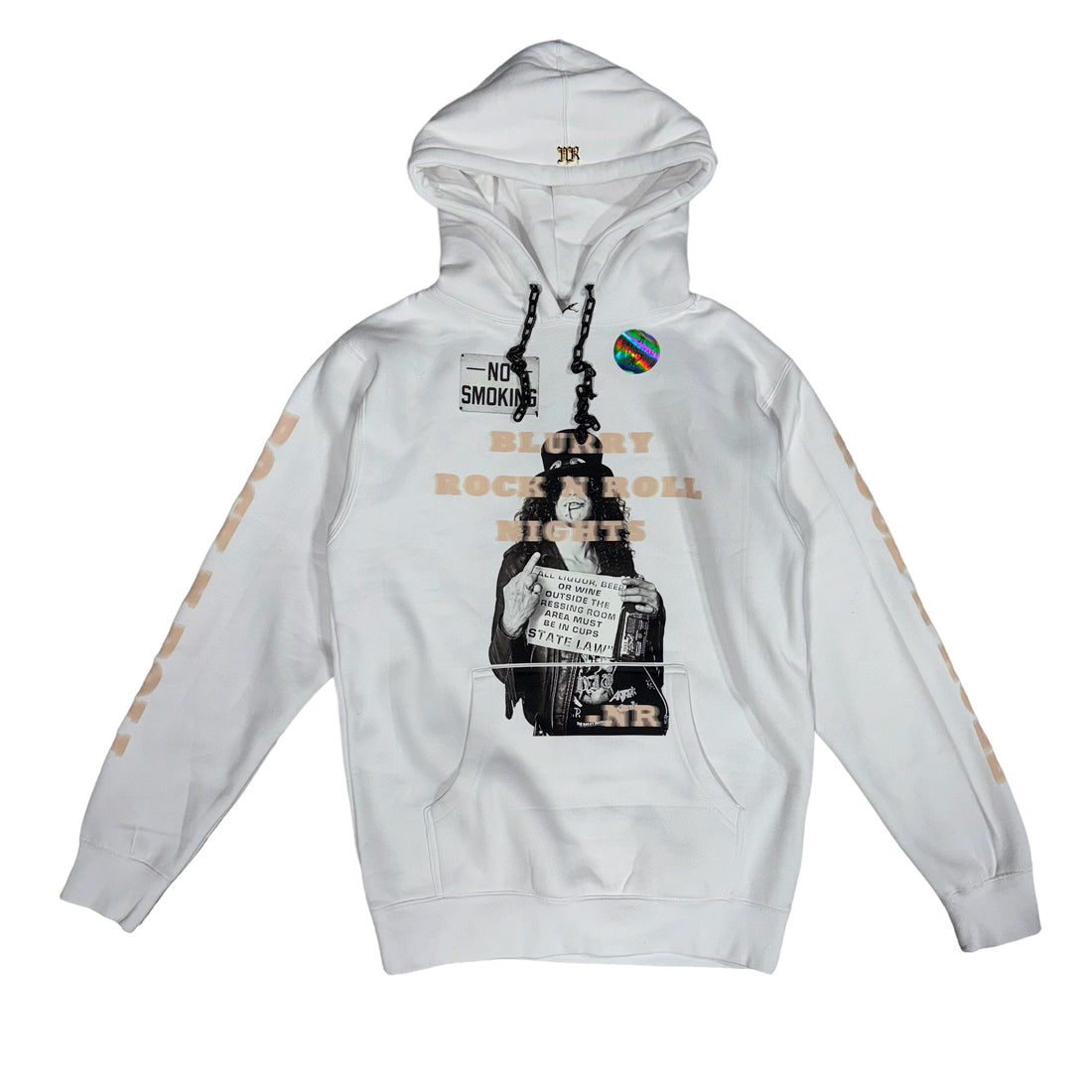 NOVEMBER REINE "BLURRY ROCK N ROLL NIGHTS" HEAVYWEIGHT CHAIN HOODIE PIGMENT DYED WHITE