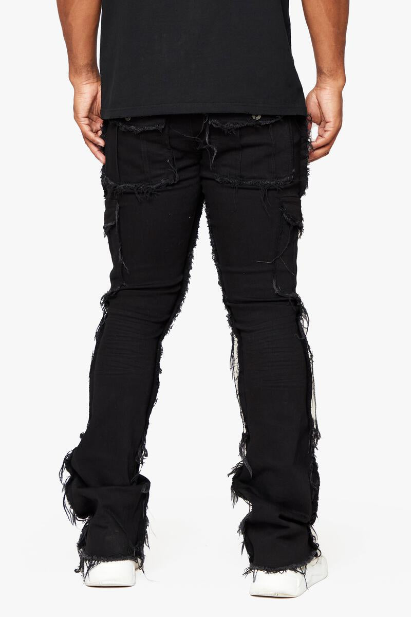 VALABASAS "AEGERINE” Jet Black Stacked Flare Jean