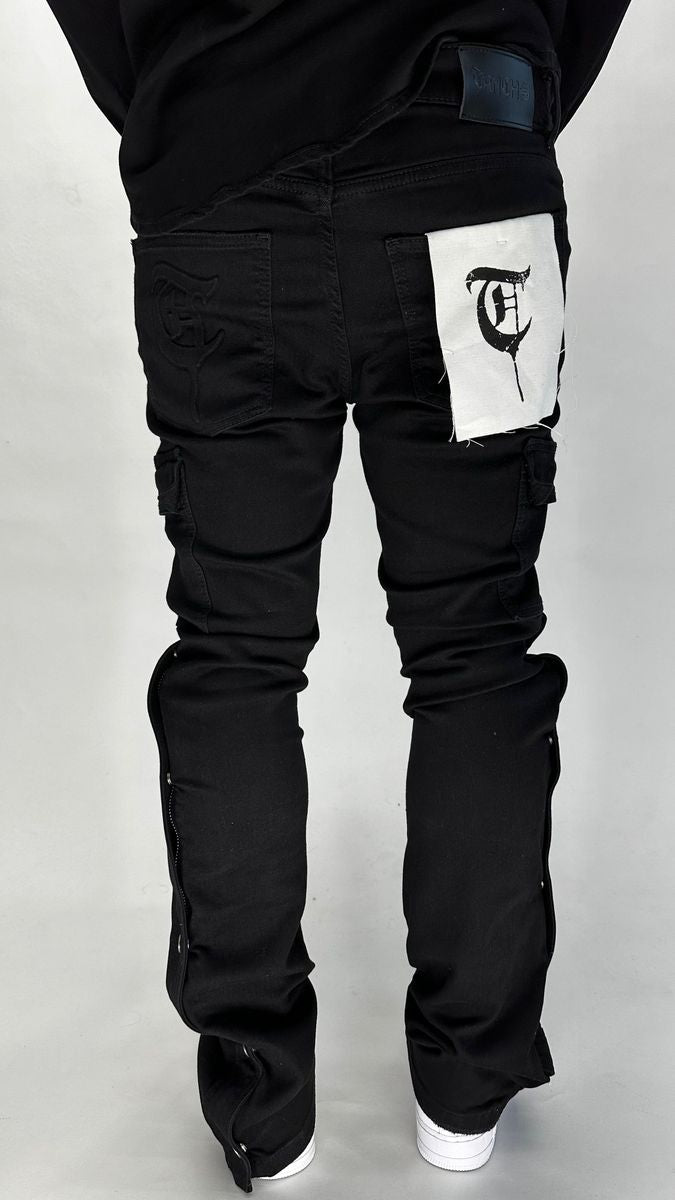 TRNCHS T38 ("SNAP" Jet Black Wash Stacked Denim)