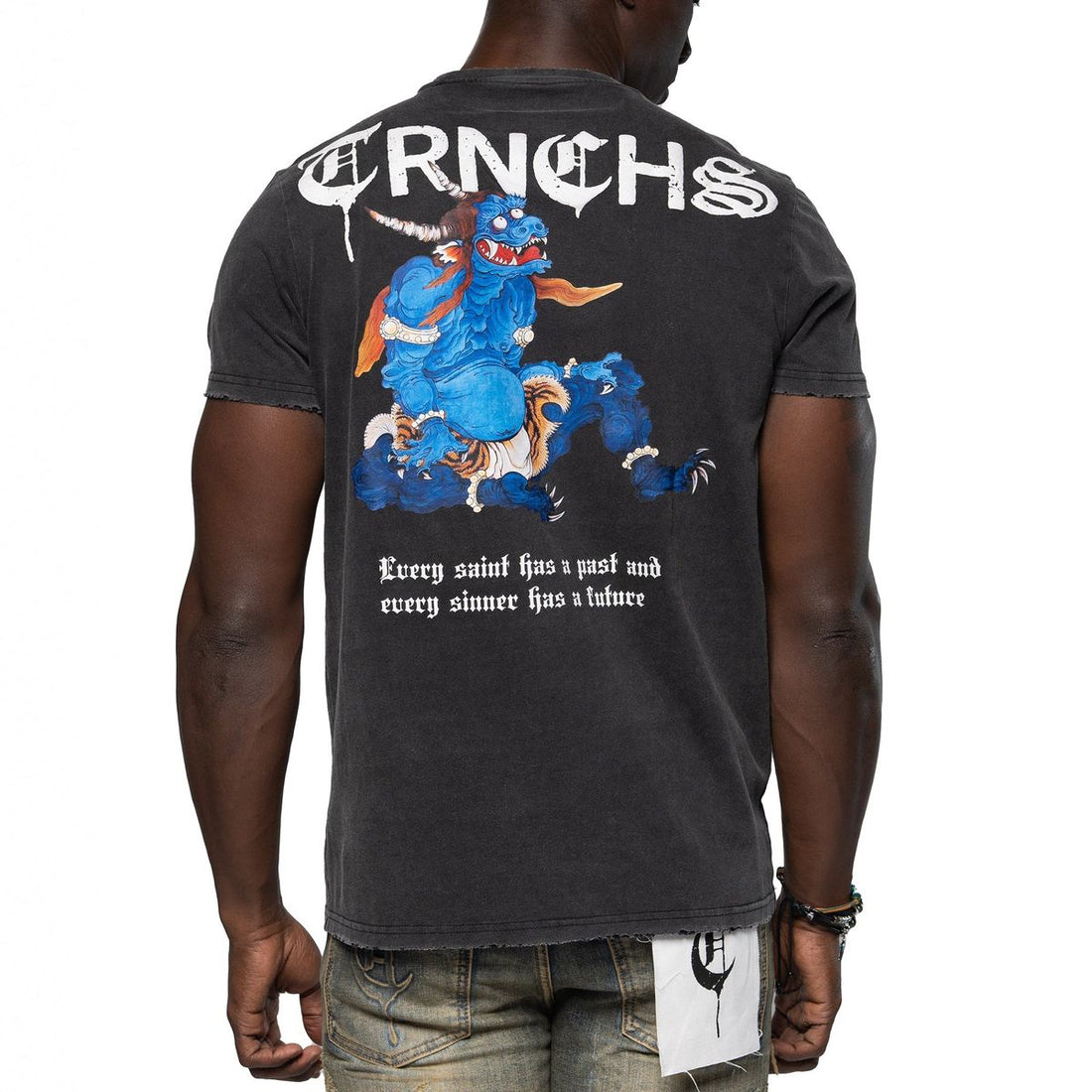 TRNCHS "BLUE DEMON" Vintage Black Tee (TC-24-909-DEMON- (XS))