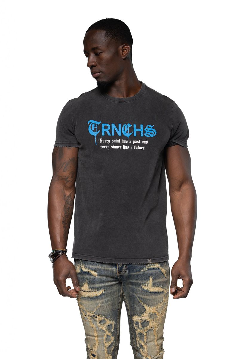 TRNCHS "BLUE DEMON" Vintage Black Tee (TC-24-909-DEMON- (XS))