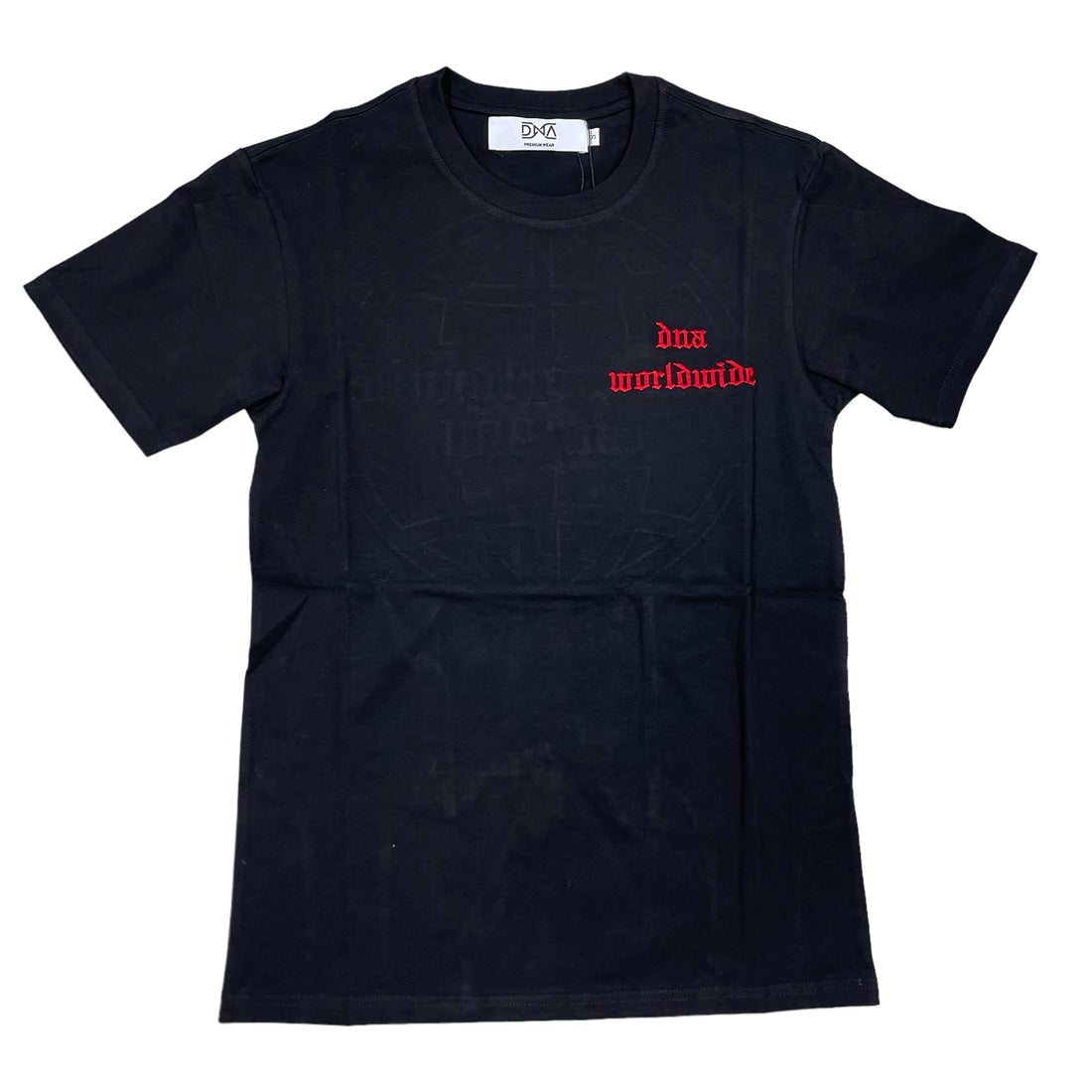 DNA Worldwide Embroidered Black/Red Tee